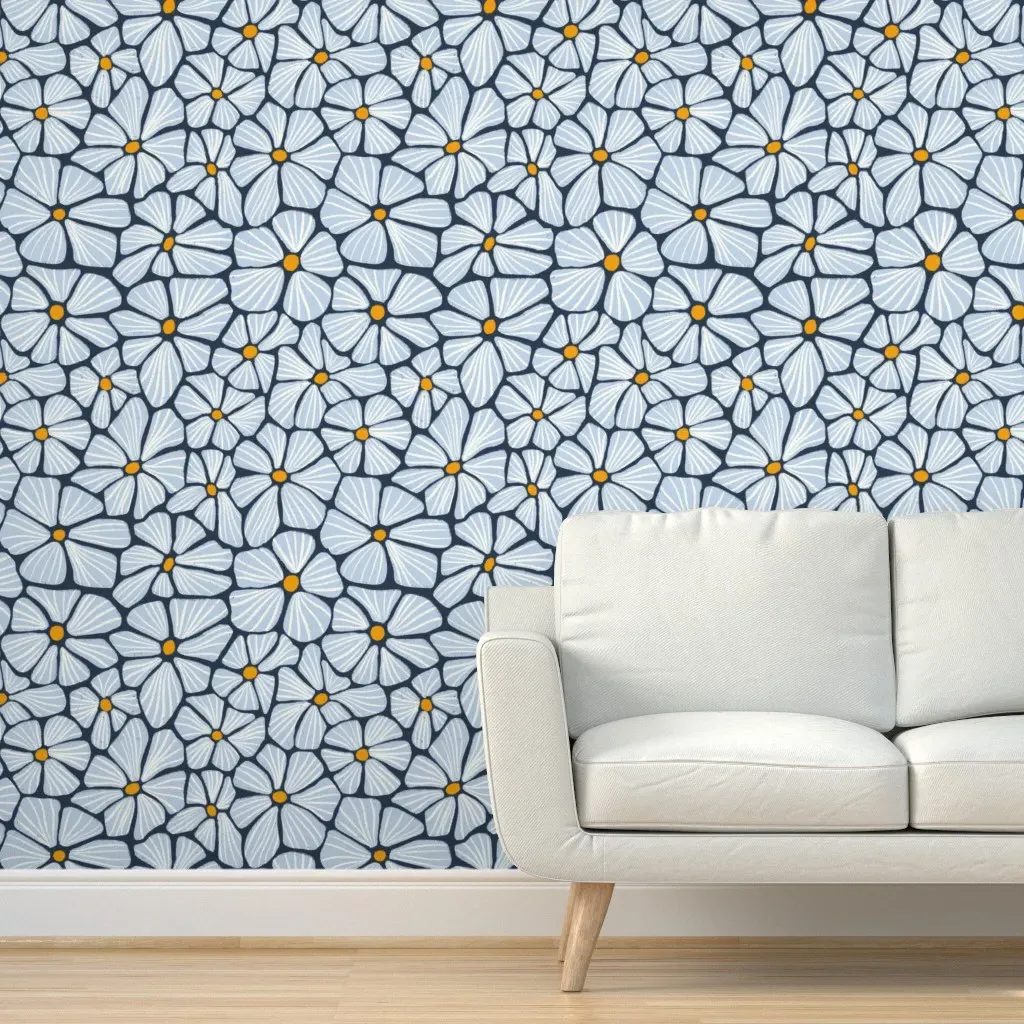 Peel and Stick Floral Mosaic Wallpaper - Dark Blue product