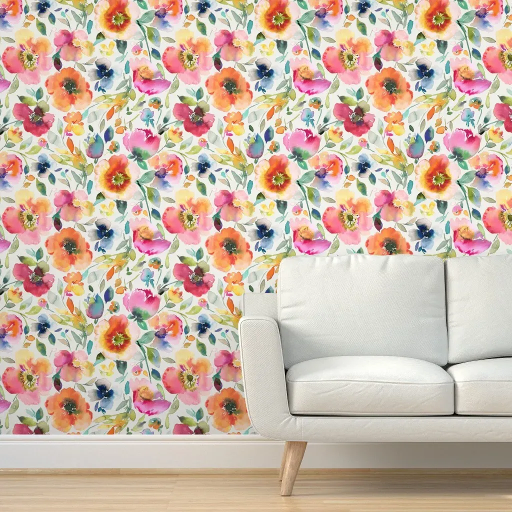Peel and Stick Floral Poppy Wallpaper - Pink product