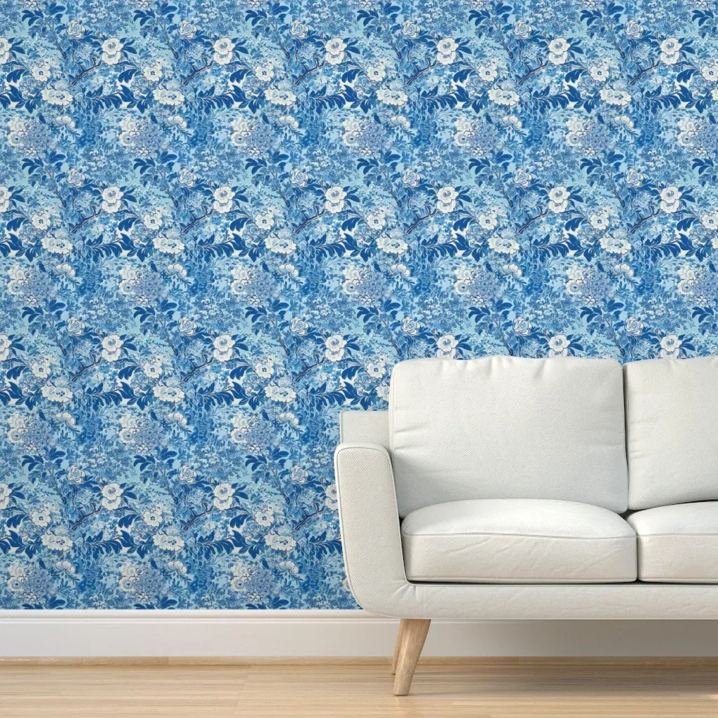 Peel and Stick Floral Wallpaper - Blue product