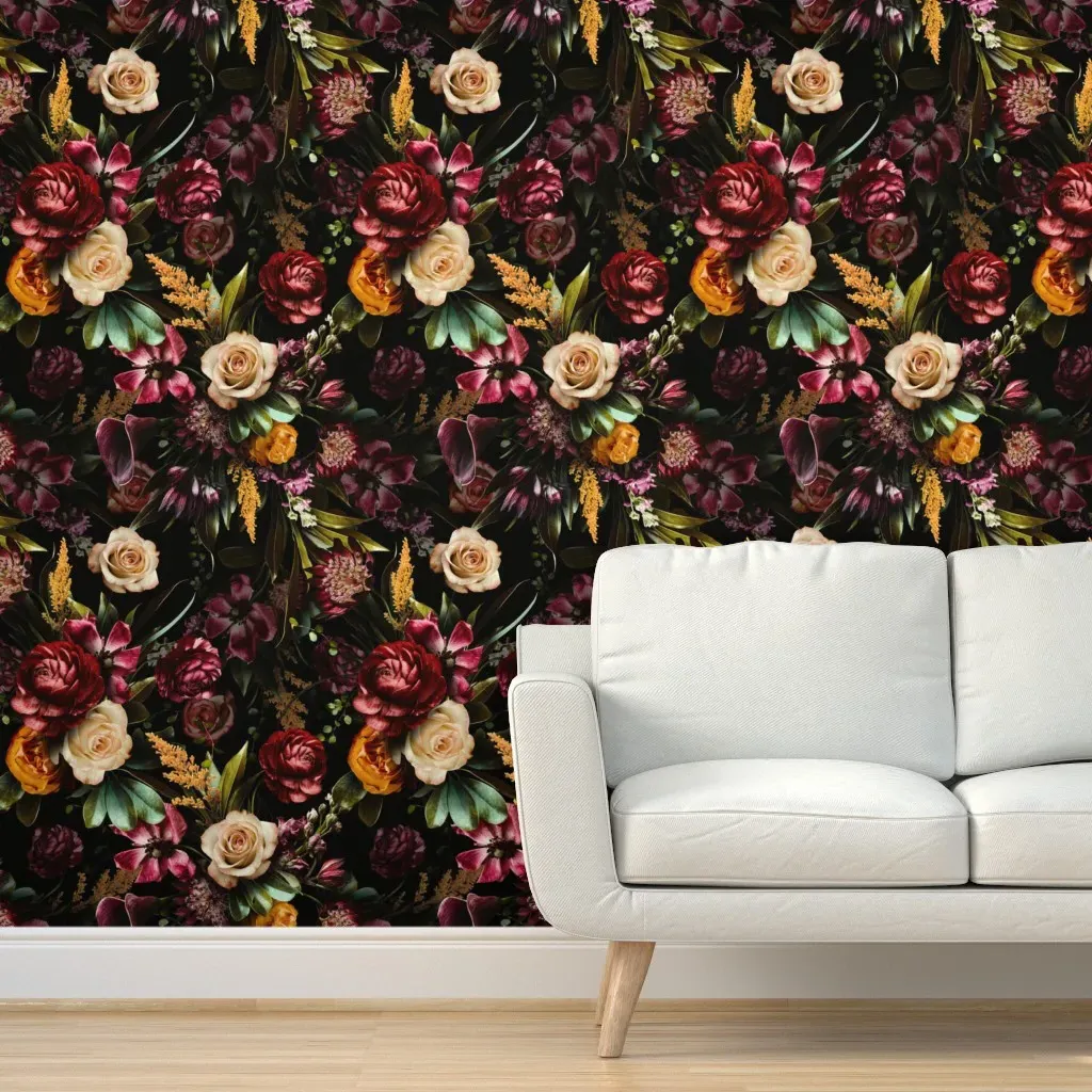 Peel and Stick Floral Wallpaper - Burgundy product