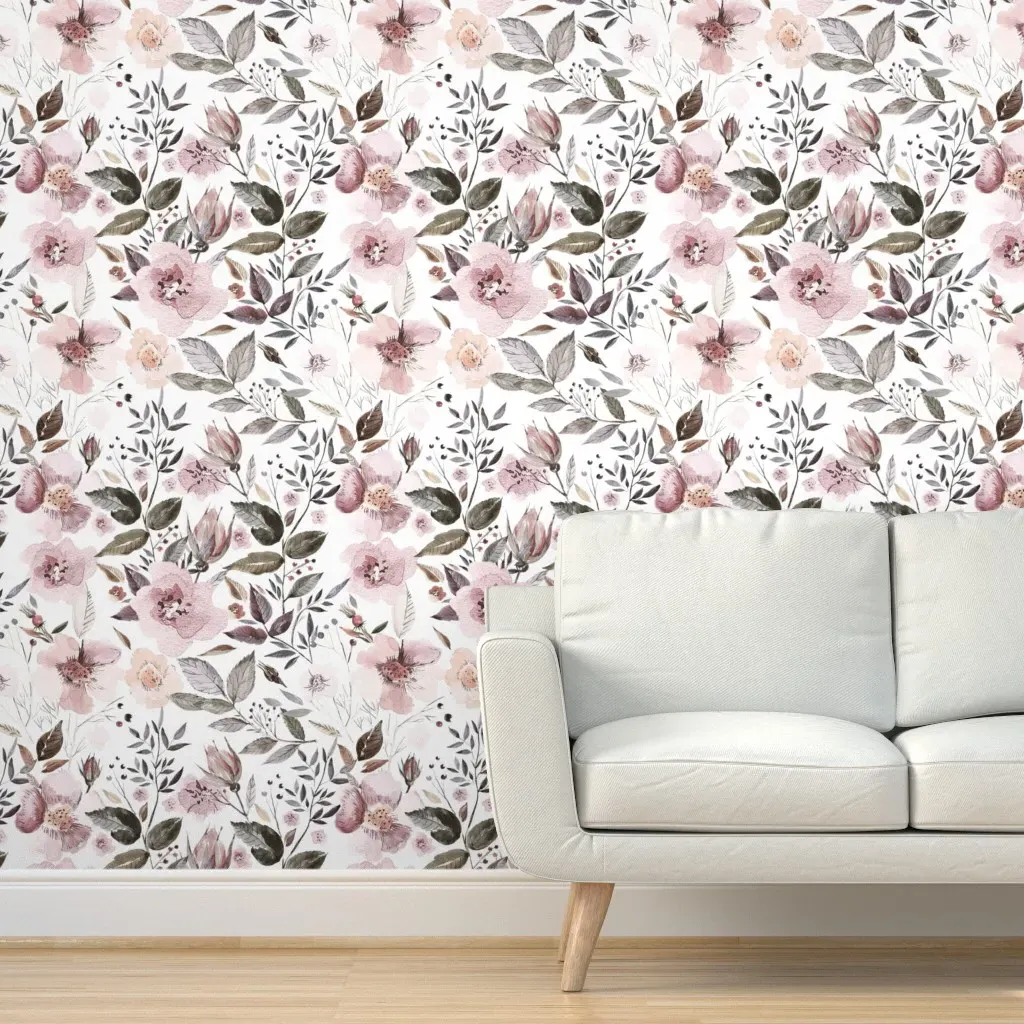 Peel and Stick Floral Wallpaper - Dusty Rose product