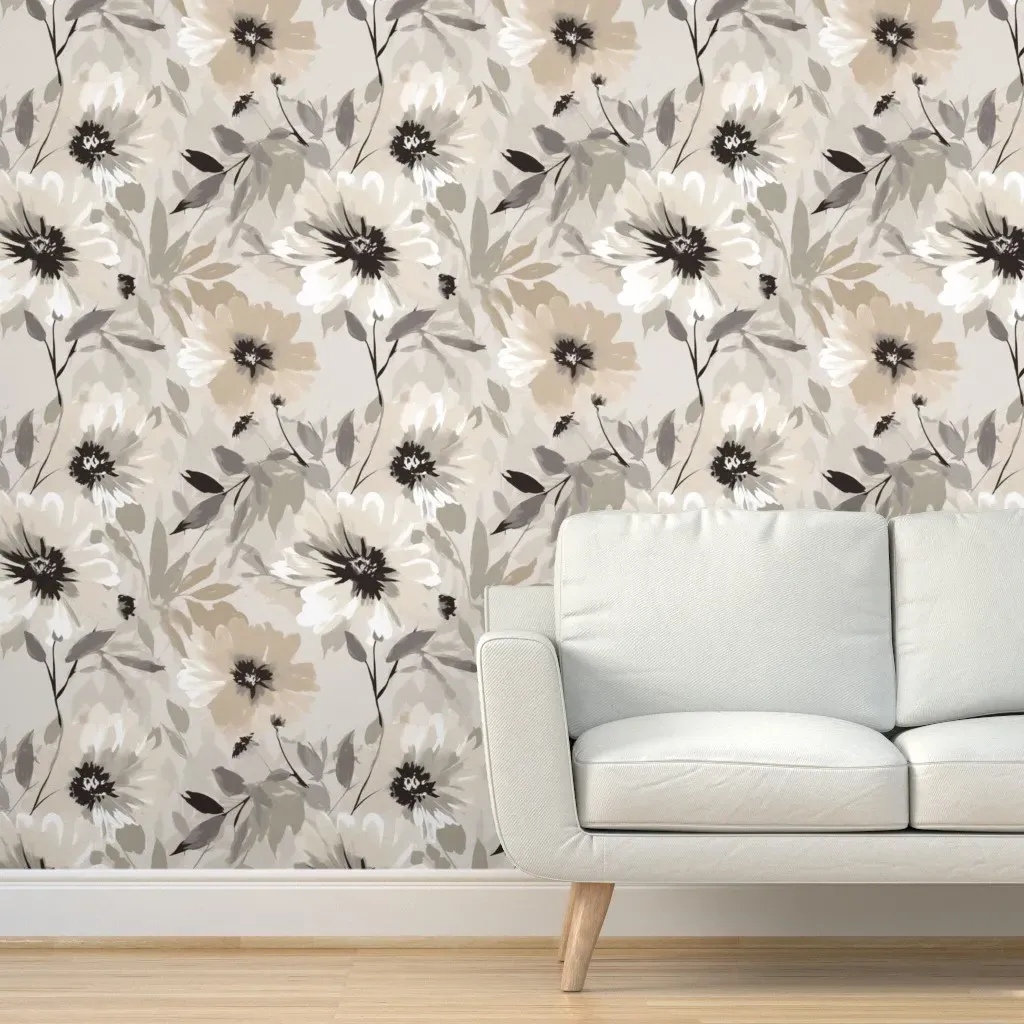 Peel and Stick Floral Wallpaper Removable - Beige product