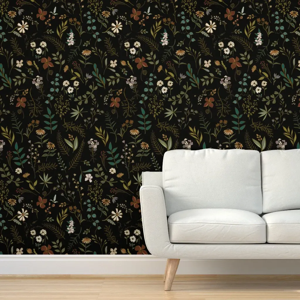 Peel and Stick Floral Wallpaper Removable - Black, Gold product