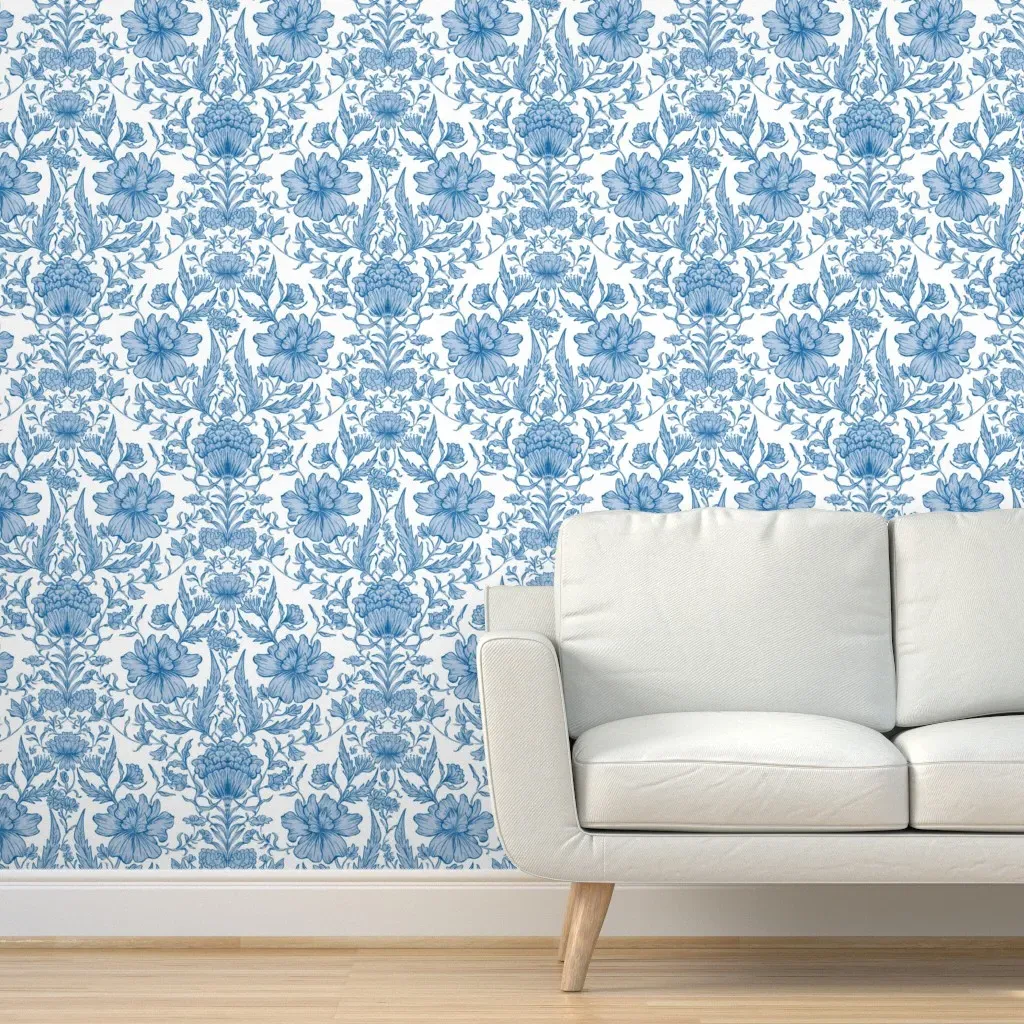 Peel and Stick Floral Wallpaper Removable - Blue product