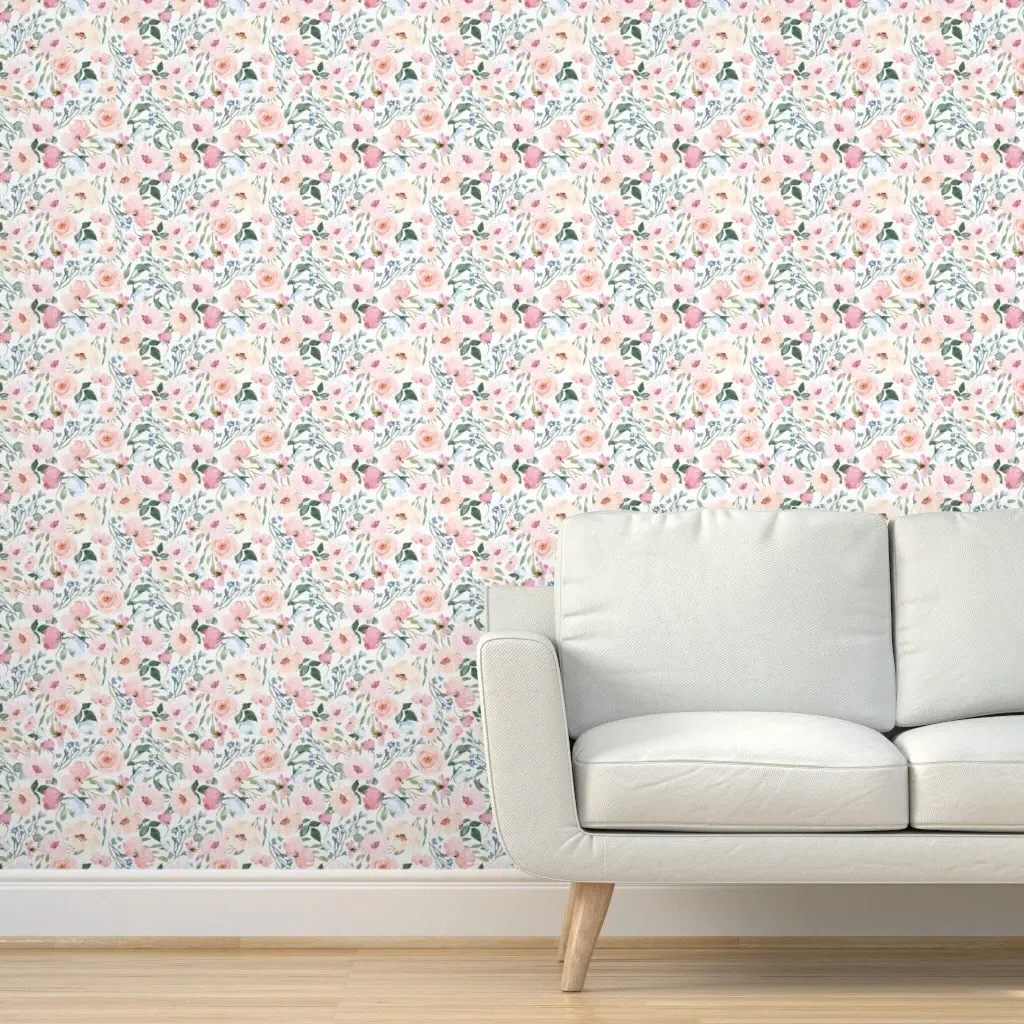 Peel and Stick Floral Wallpaper Removable - Blush Pink product