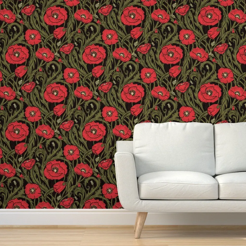 Peel and Stick Floral Wallpaper Removable - Red product