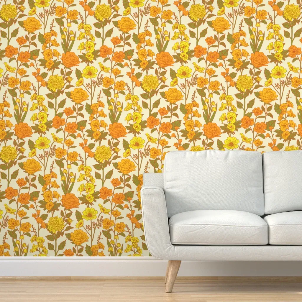 Peel and Stick Floral Wallpaper Removable - Yellow product