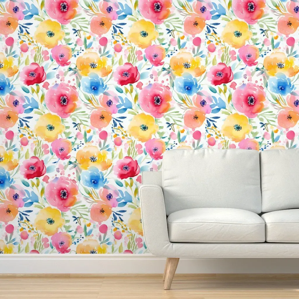 Peel and Stick Floral Watercolor Wallpaper - Pink product