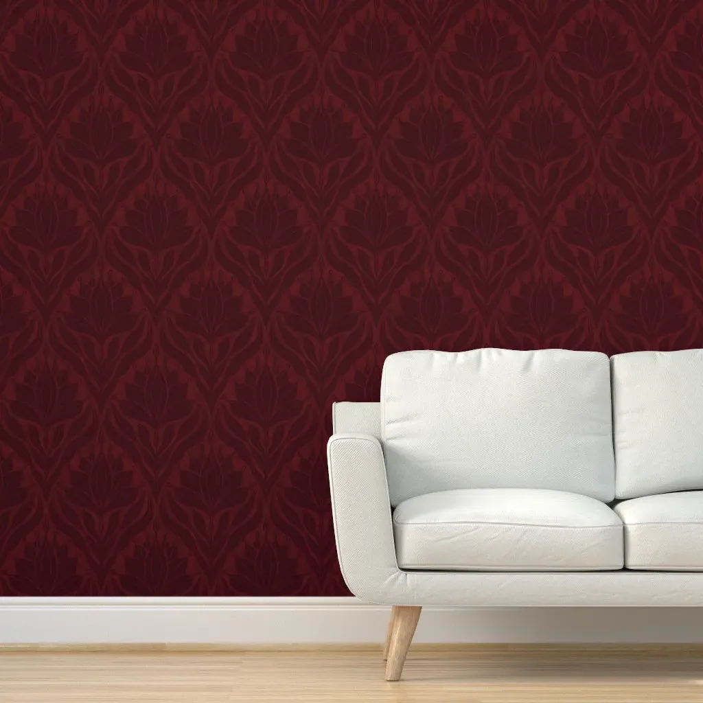 Peel and Stick Flower Damask Wallpaper - Burgundy product