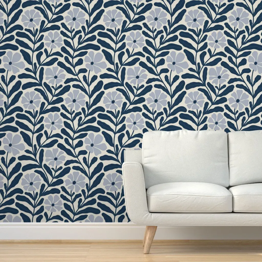 Peel and Stick Flowers Wallpaper Removable - Blue product