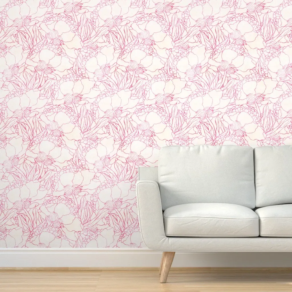 Peel and Stick French Pink Peonies Wallpaper - Pink product