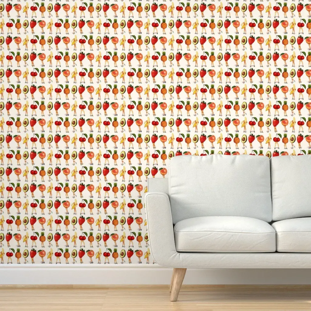 Peel and Stick Fruit Girls Wallpaper - Red product