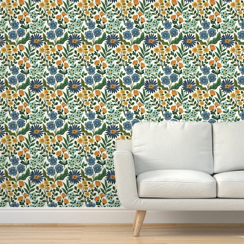 Peel and Stick Garden Floral Wallpaper - Green, Blue product