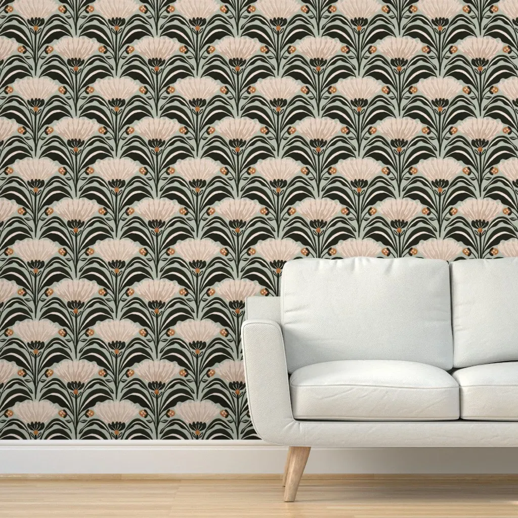 Peel and Stick Geometric Floral Wallpaper - Blue, Green product