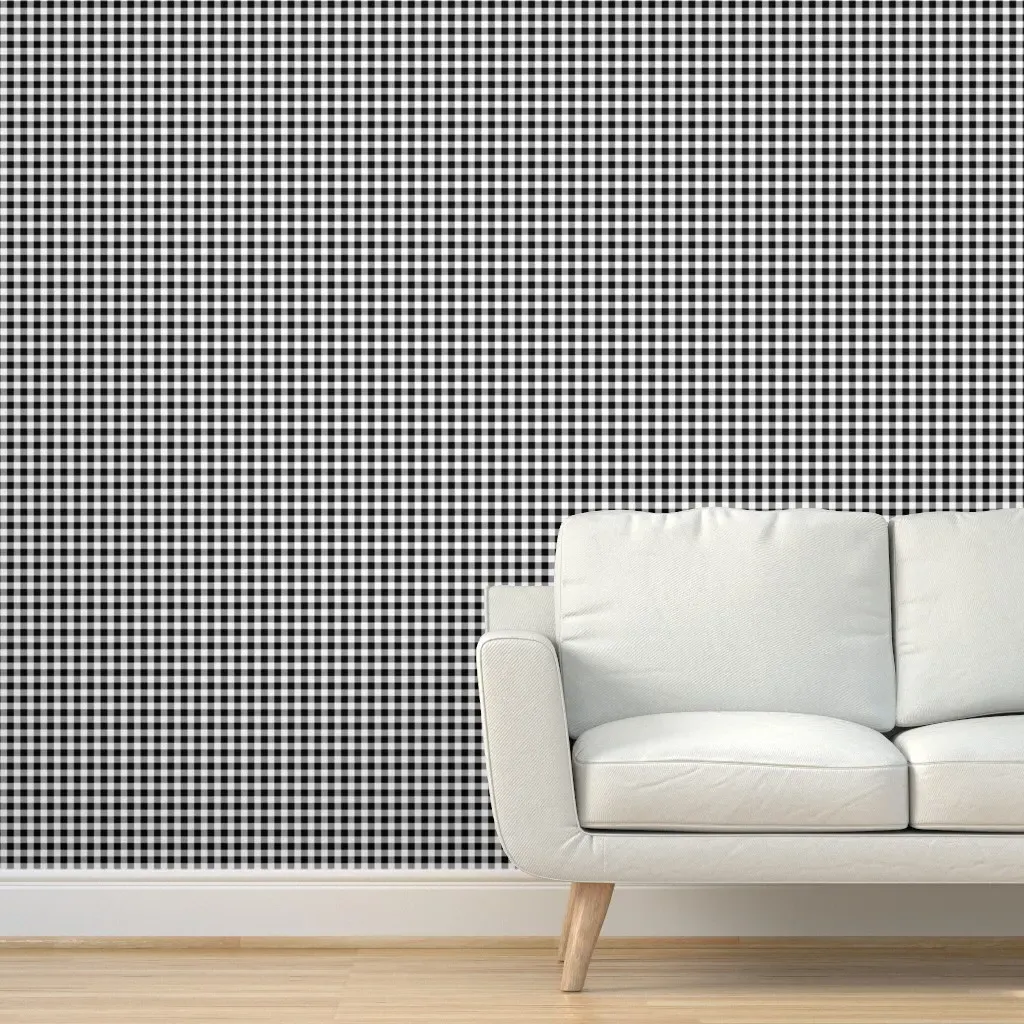 Peel and Stick Gingham Check Removable Wallpaper - Black, White product