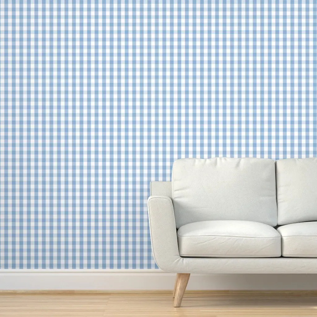 Peel and Stick Gingham Check Wallpaper - Baby Blue product