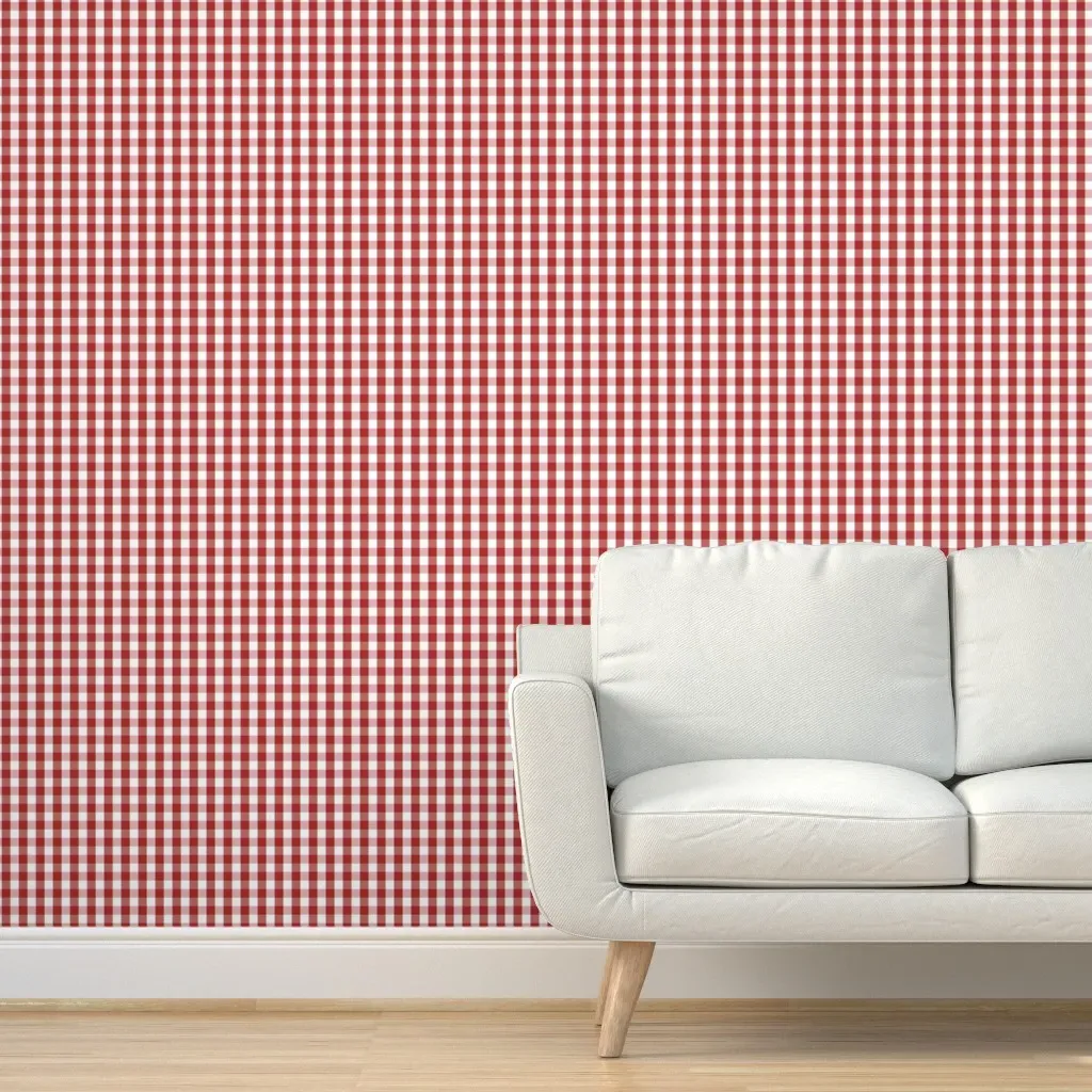 Peel and Stick Gingham Check Wallpaper - Red product