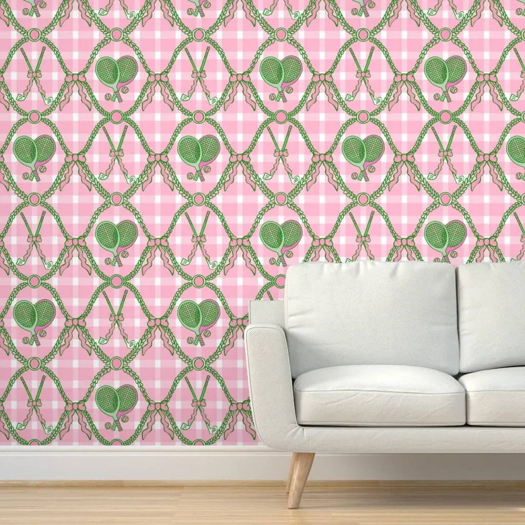Peel and Stick Gingham Lattice Wallpaper - Pink product