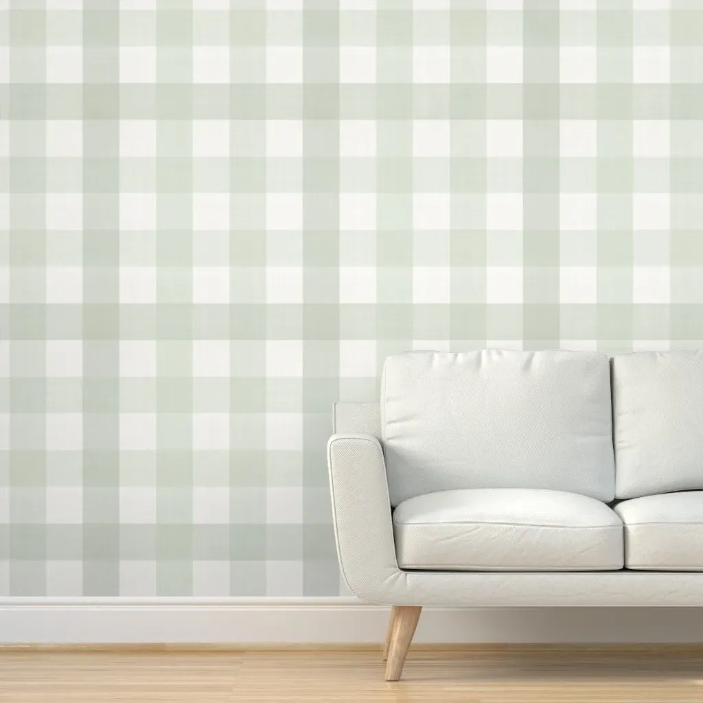 Peel and Stick Gingham Plaid Wallpaper - Sage Green product