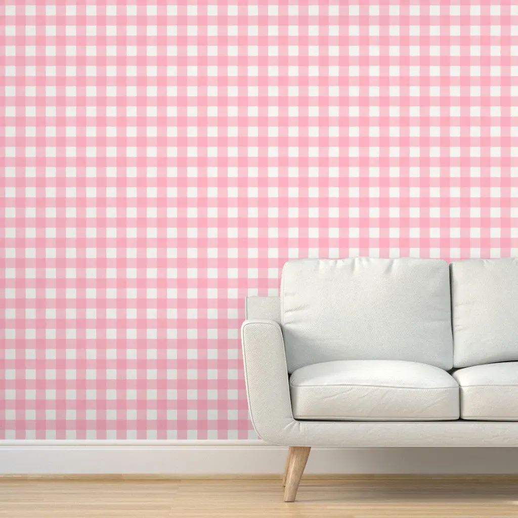 Peel and Stick Gingham Stripe Wallpaper - Pink product