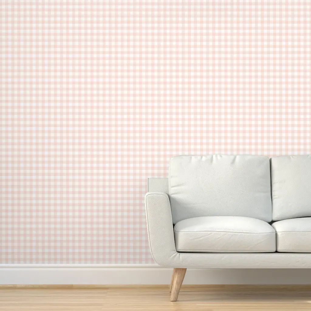 Peel and Stick Gingham Wallpaper Removable - Copper Pink product