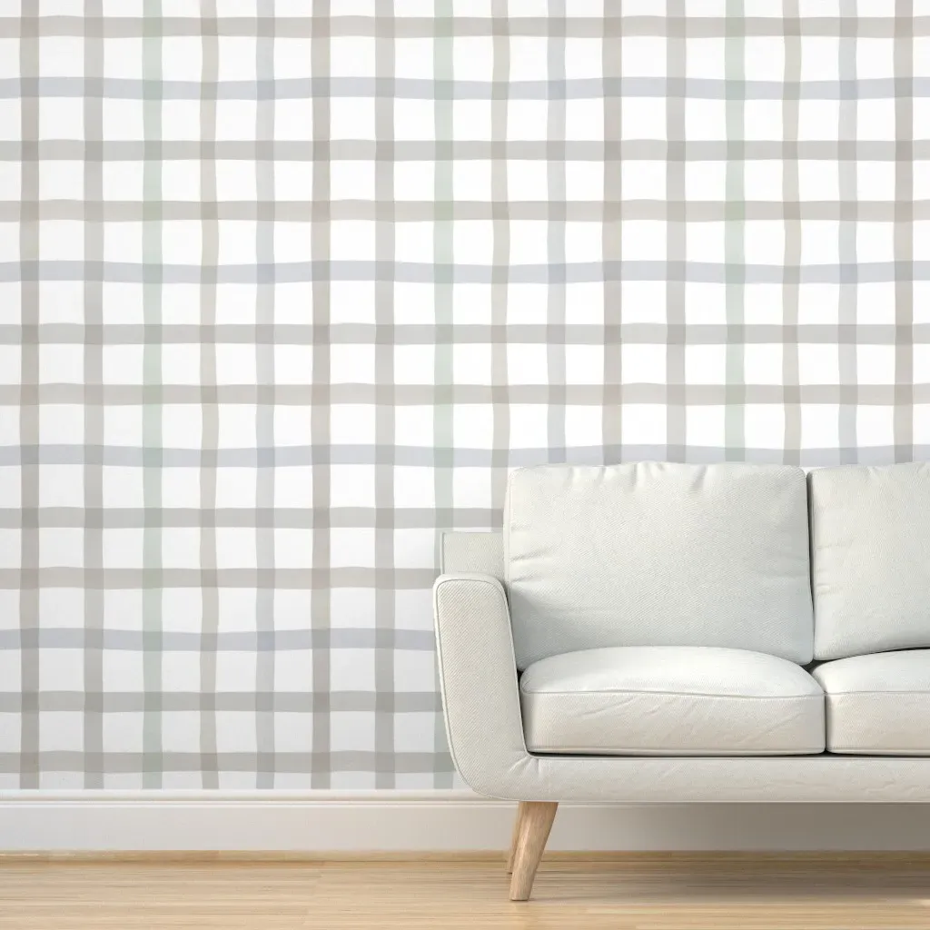 Peel and Stick Gingham Wallpaper Removable - Light Gray product