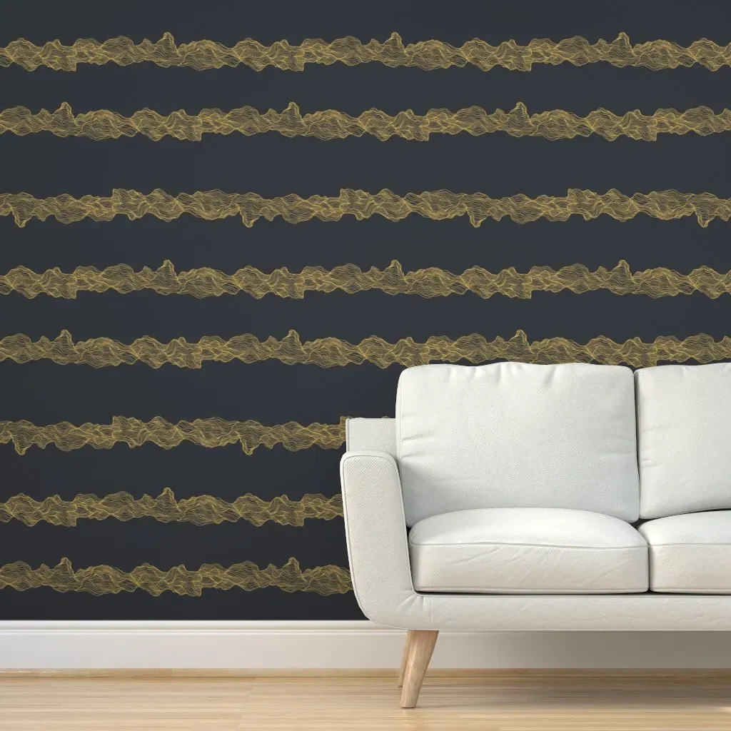 Peel and Stick Gold Waves Removable Wallpaper - Gold product