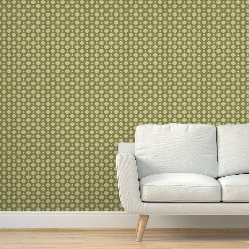 Peel and Stick Grass Burlap Fabric Wallpaper - Olive Green product