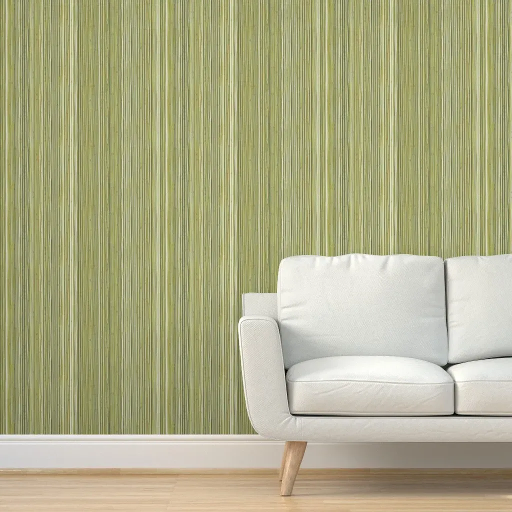 Peel and Stick Grasscloth Stripe Wallpaper - Olive Green product