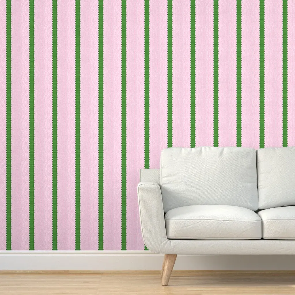 Peel and Stick Grosgrain Ribbon Wallpaper - Pink, Green product