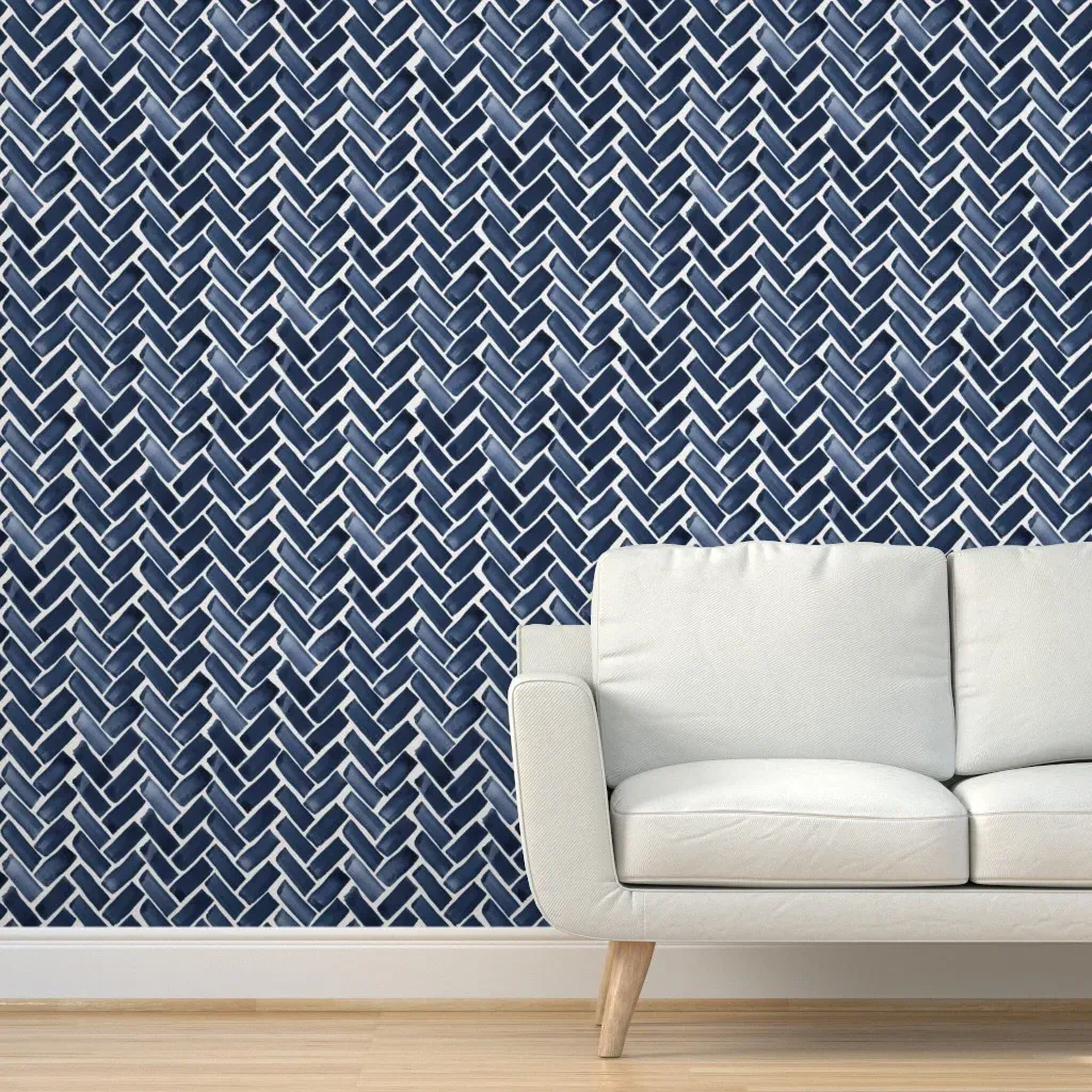 Peel and Stick Herringbone Wallpaper - Indigo product