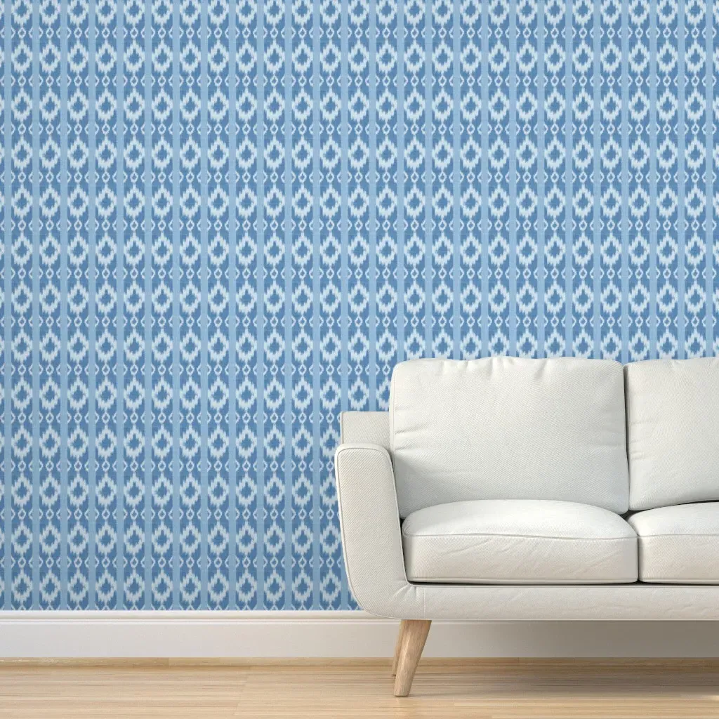 Peel and Stick Ikat Wallpaper - Blue, White product