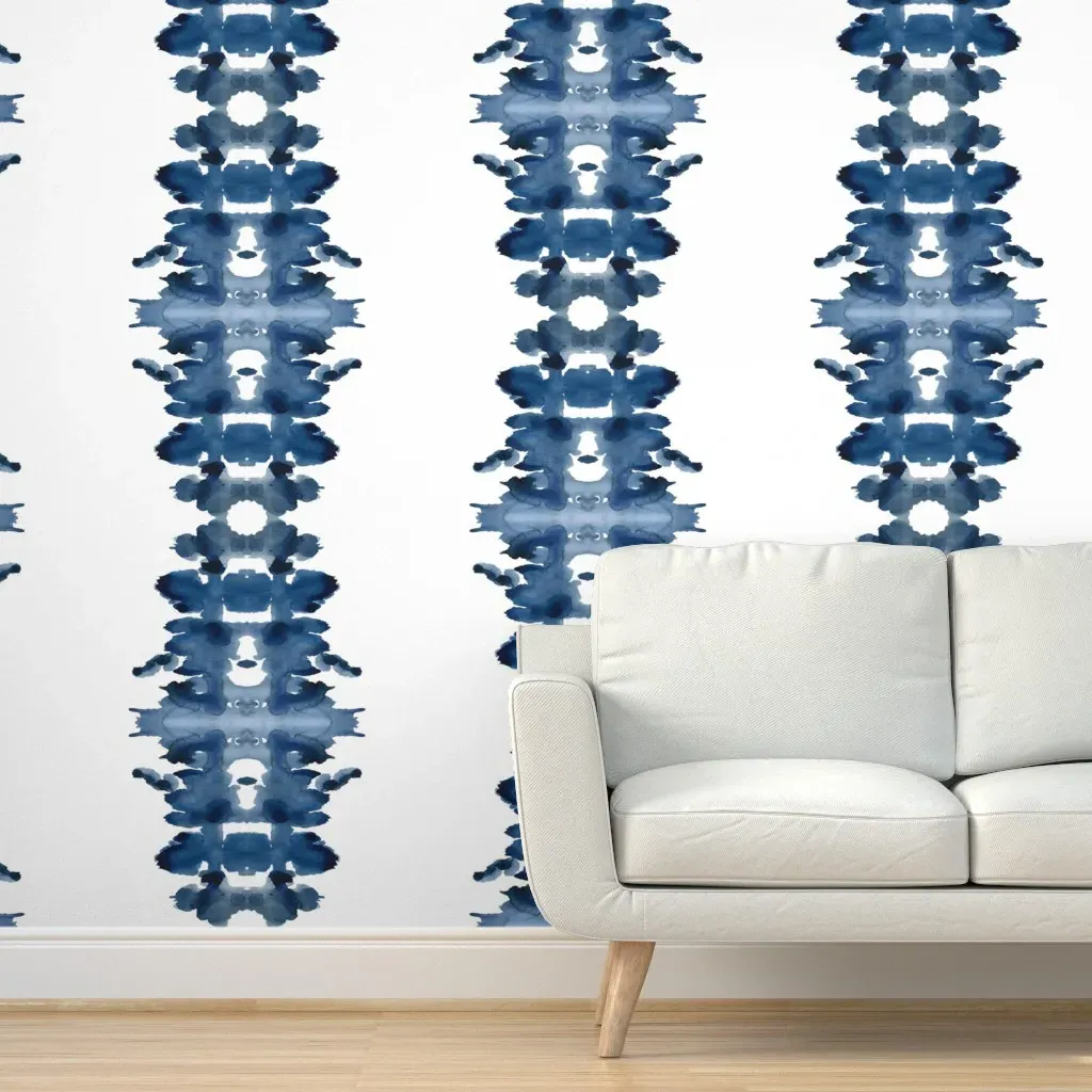 Peel and Stick Indigo Ink Blot Removable Wallpaper - Indigo product