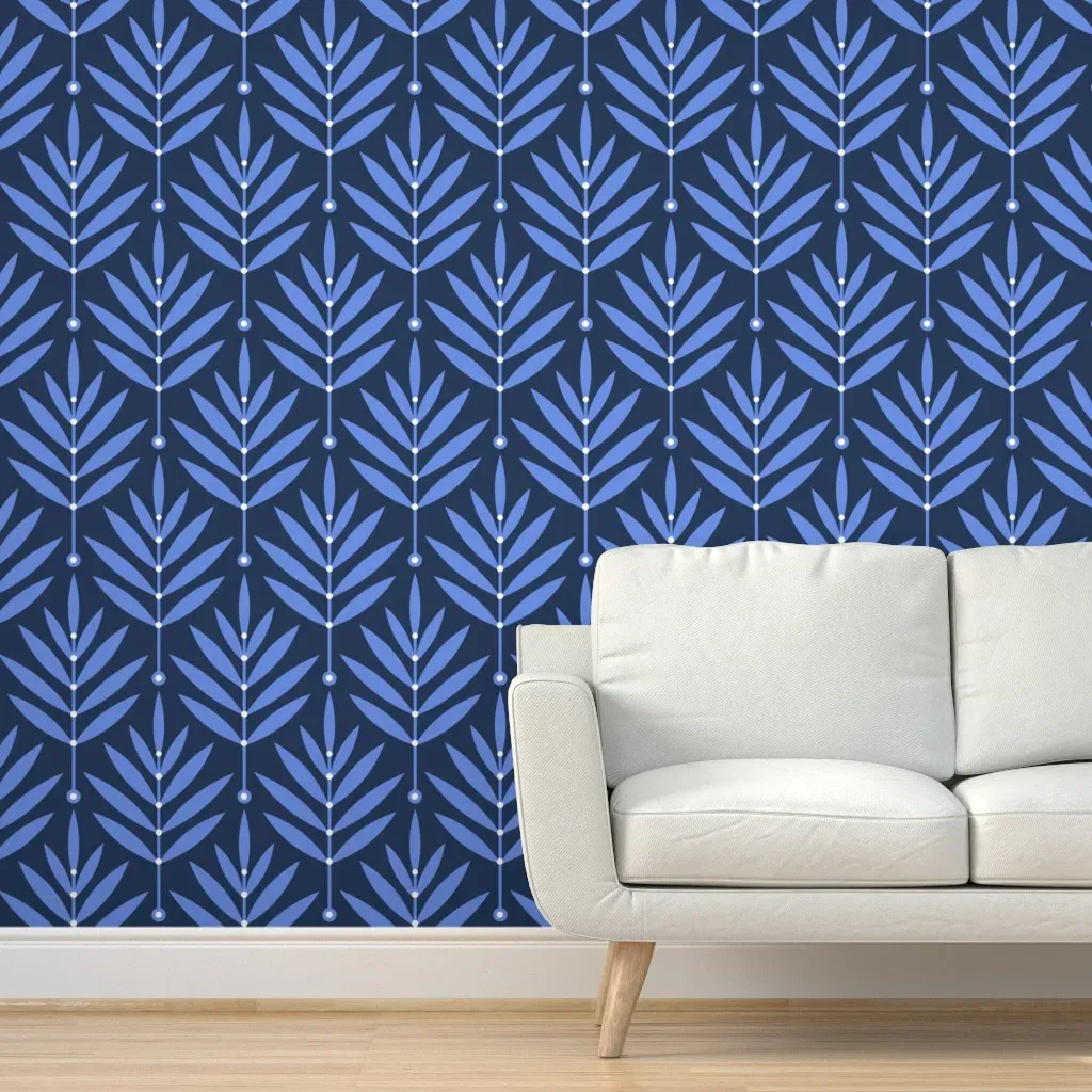 Peel and Stick Large Leaf Wallpaper - Navy Blue product