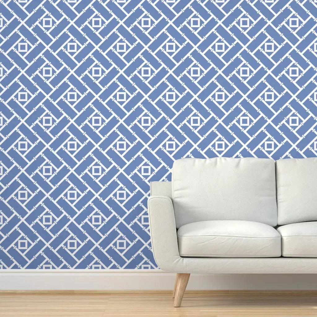 Peel and Stick Lattice Wallpaper - English Blue product