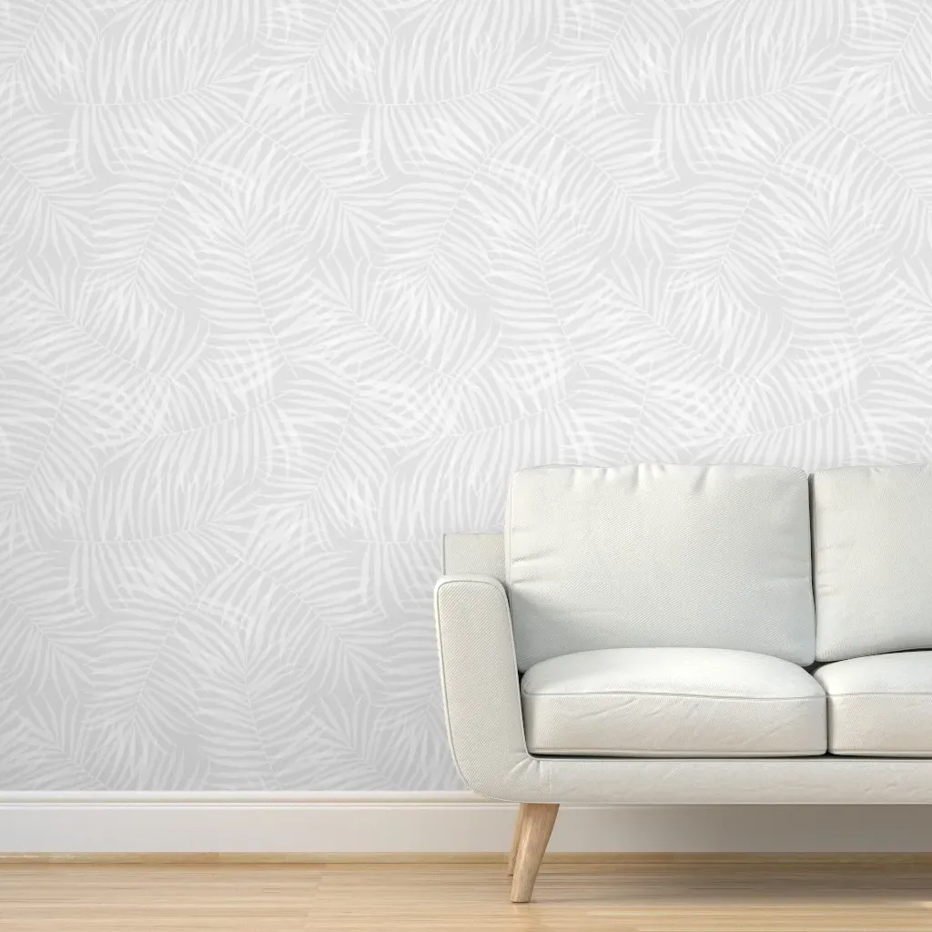 Peel and Stick Layered Palm Leaf Wallpaper - Platinum Silver Gray product