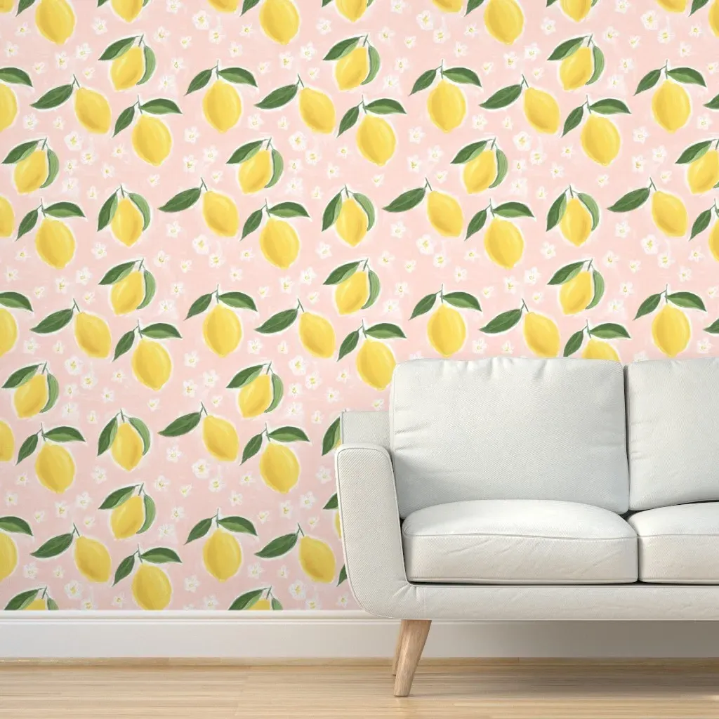 Peel and Stick Lemon Print Removable Wallpaper - Yellow product