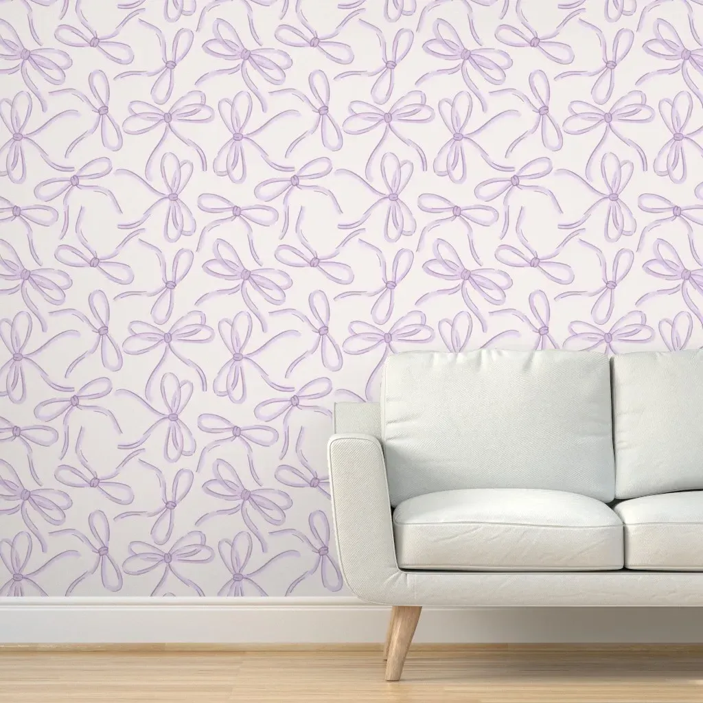Peel and Stick Lilac Bows Wallpaper - Lavender product
