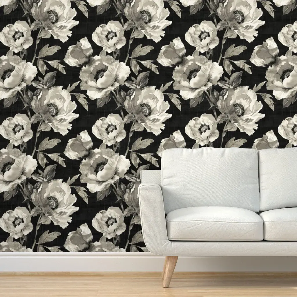 Peel and Stick Linen Texture Floral Wallpaper - Off-White product
