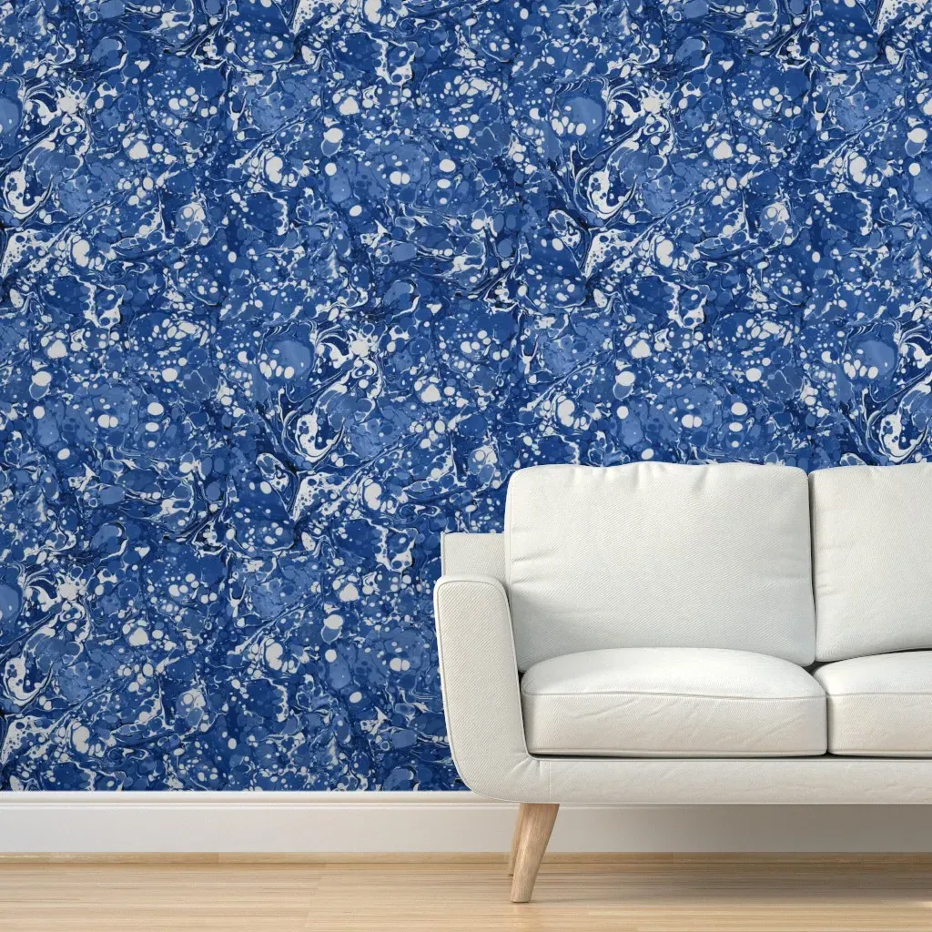 Peel and Stick Marbled Removable Wallpaper - Cobalt Blue product