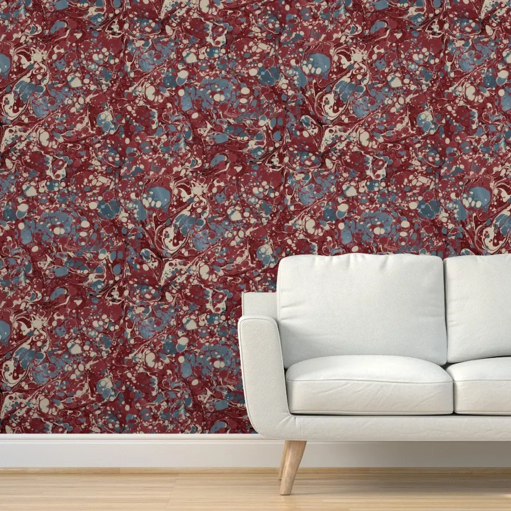 Peel and Stick Marbled Wallpaper - Burgundy product