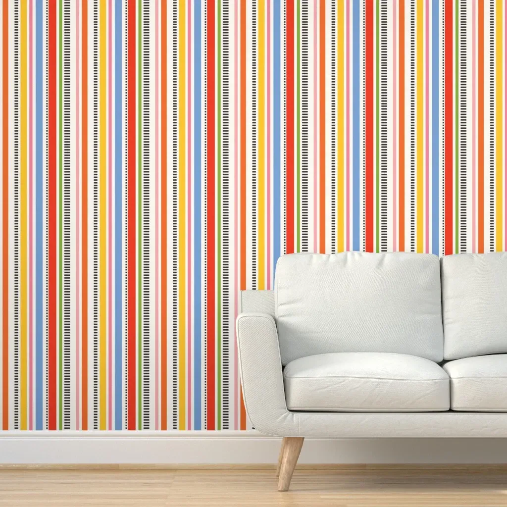 Peel and Stick Multi Color Stripe Wallpaper - Orange product
