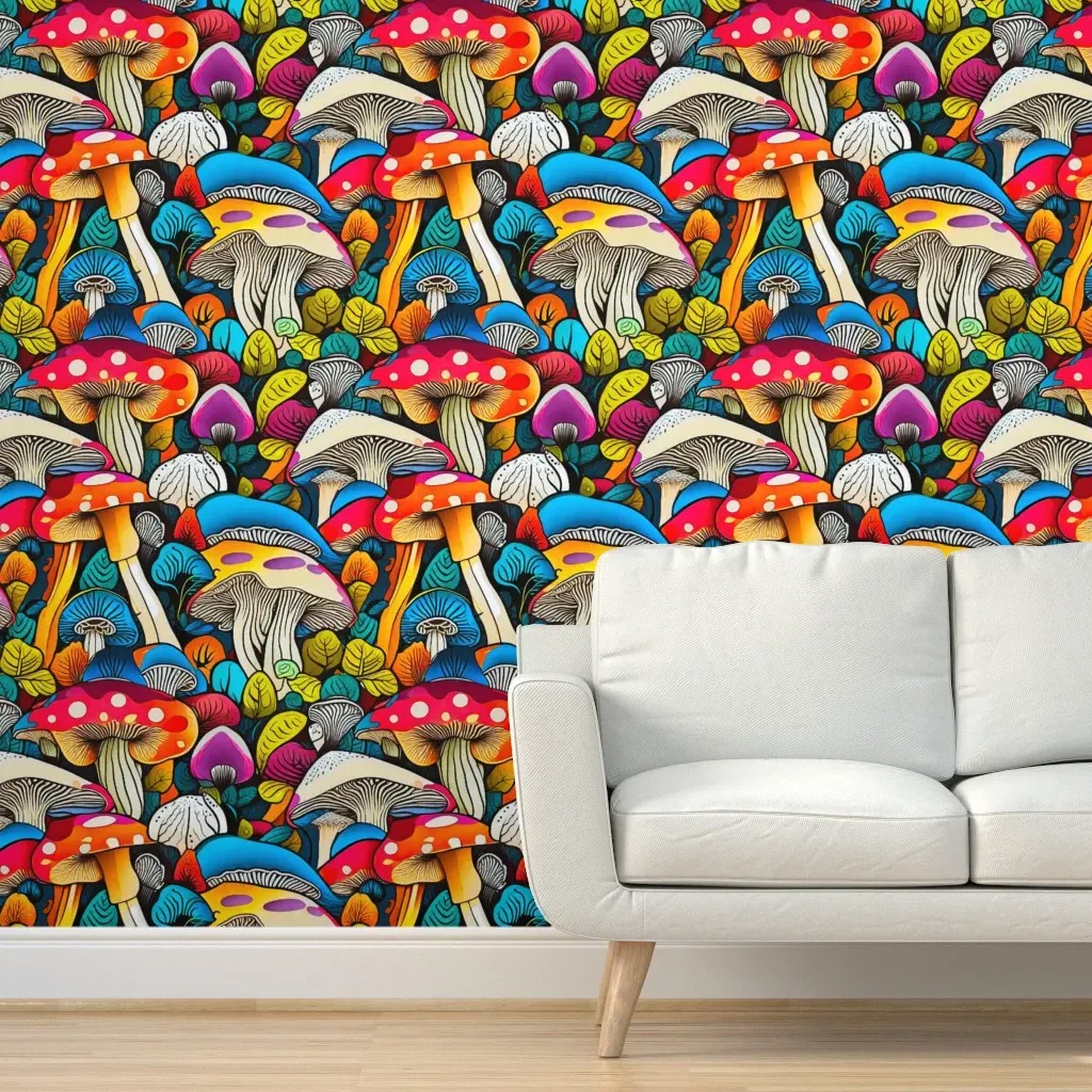 Peel and Stick Mushroom Wallpaper - Red product