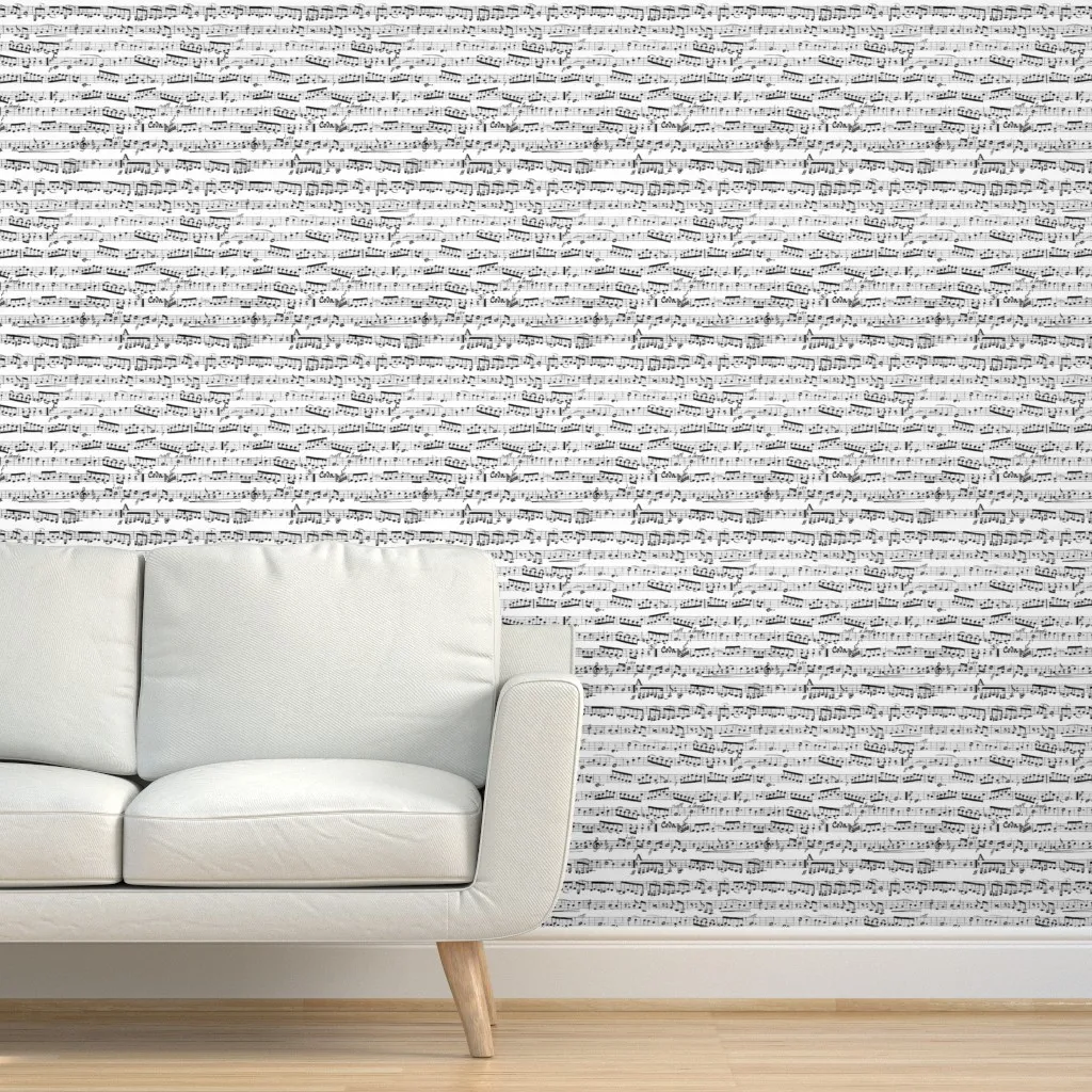 Peel and Stick Music Notes Wallpaper - Black, White product