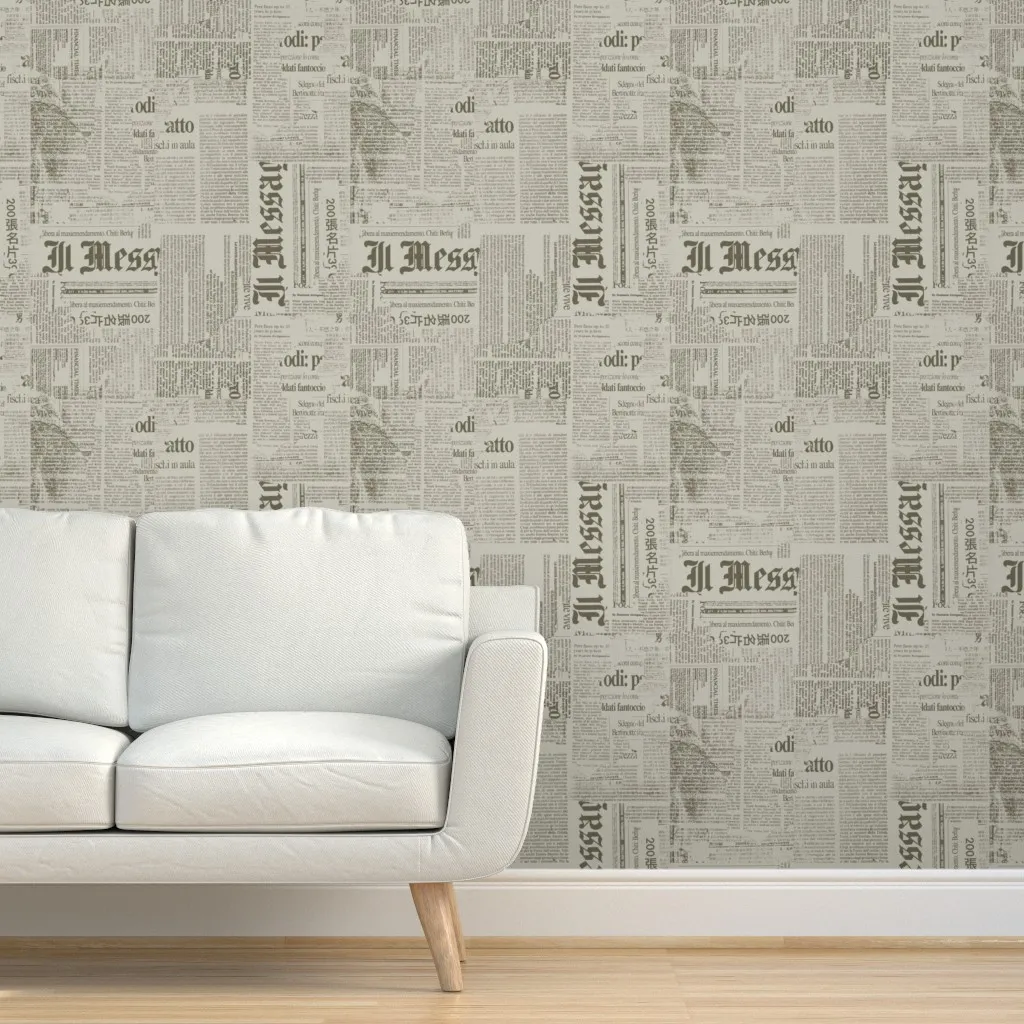 Peel and Stick Newspaper Collage Wallpaper - Beige product