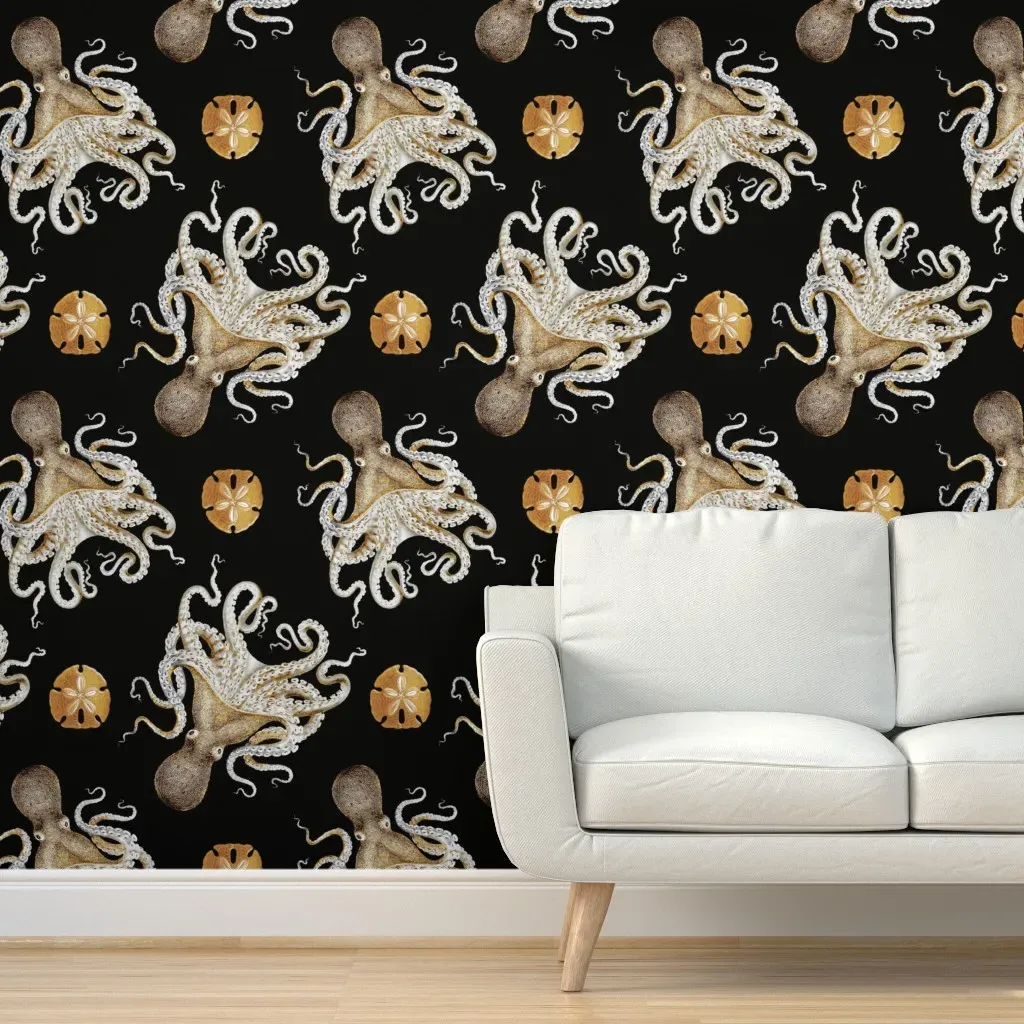Peel and Stick Octopus Wallpaper Removable - Beige product