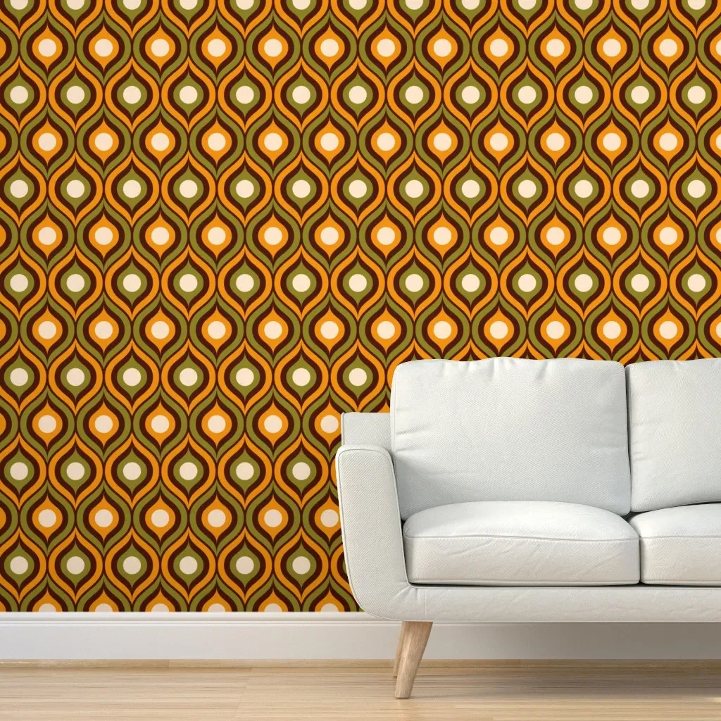 Peel and Stick Ogee Retro Ovals Wallpaper - Dark Orange product