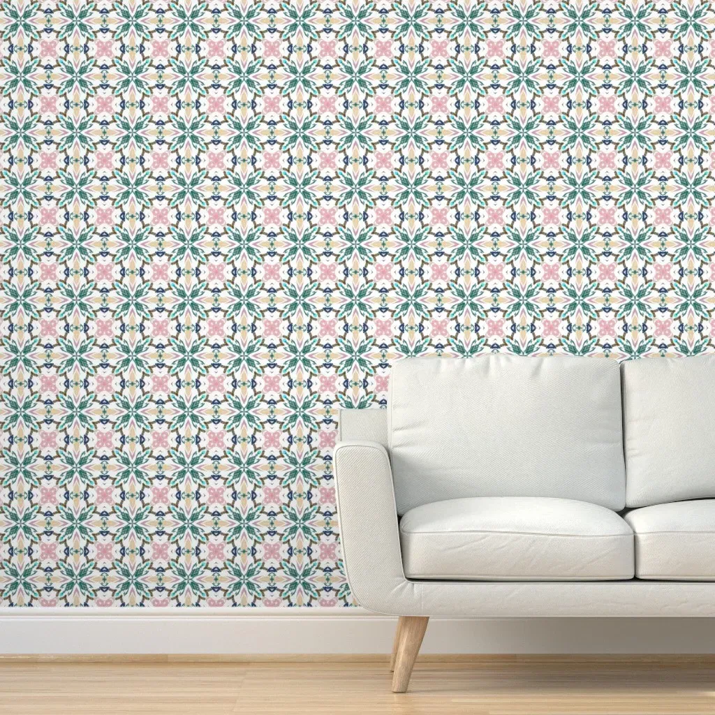 Peel and Stick Oriental Kaleidoscopic Wallpaper - Teal product