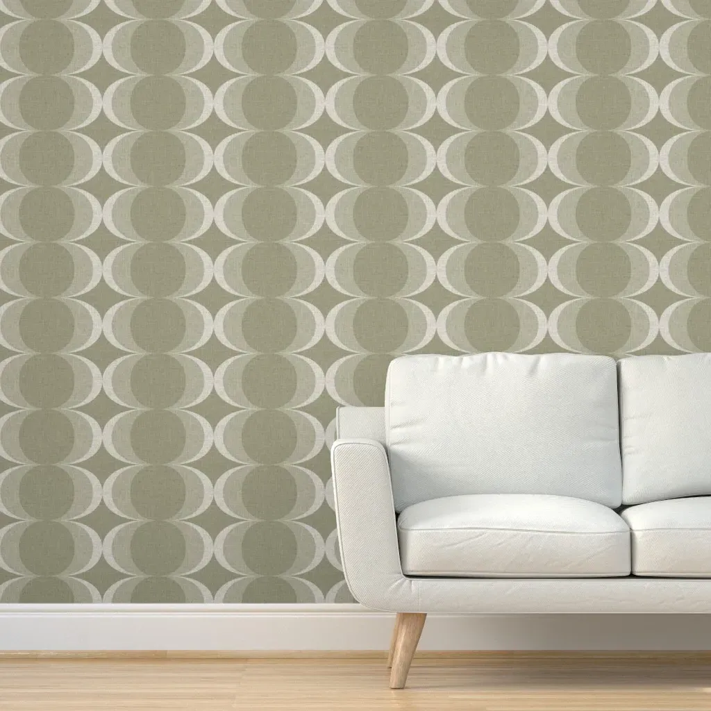 Peel and Stick Oval Geometric Wallpaper - Olive Green product