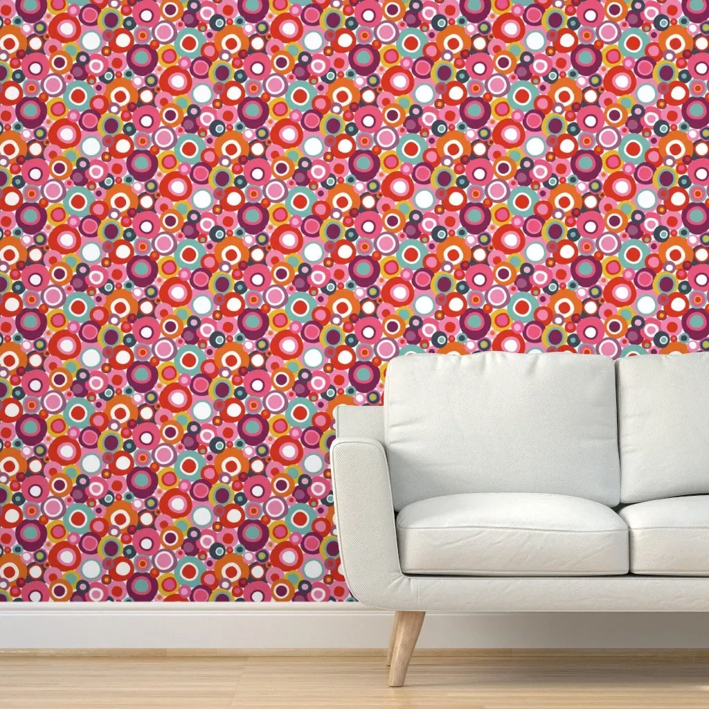 Peel and Stick Overlapping Circle Wallpaper - Orange, Red product